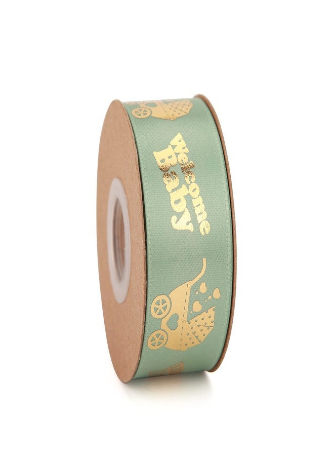 Meseey 2 Rolls Total 20 Yards Welcome Baby Ribbon Sage Green and Gold Foot Print Ribbons for Crafts Cake Baby Shower Birthday,Gift Wrapping, Party Decoration (sage Green) - Image 5